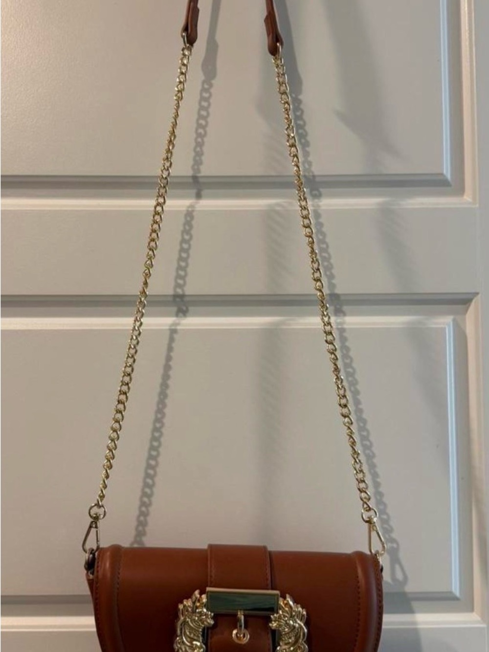 Source Unknown Brown Crossbody Half-Moon Bag with Gold Hardware - Picture 2 of 2